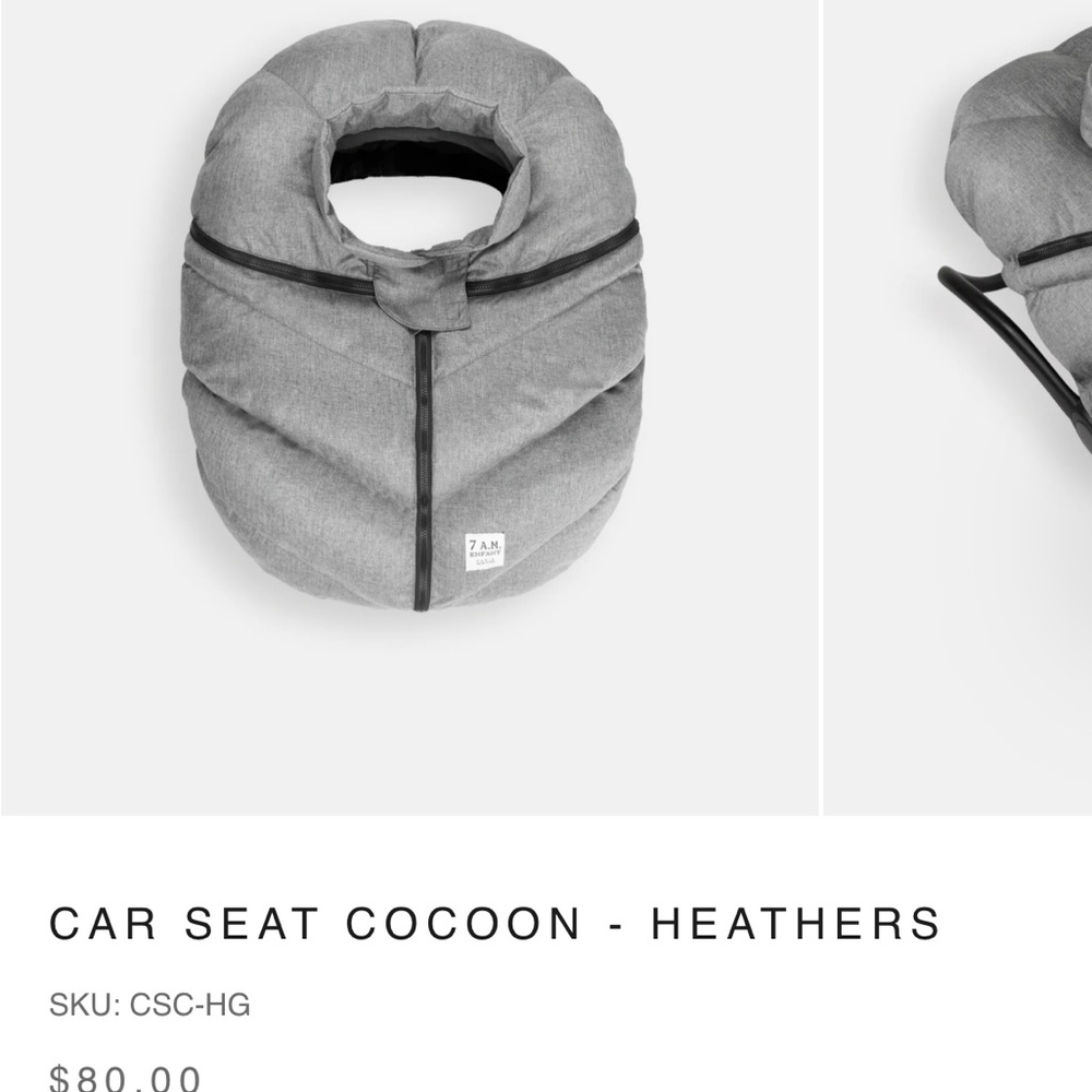 7am enfant Gray Car Seat Cocoon like new